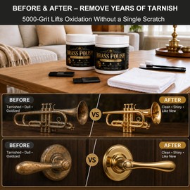 Brass Polish & Copper Cleaner Kit with Brush, Non-Abrasive Shine