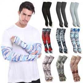 Summer Ice Silk Outdoor UV Protection Arm Sleeves - Loose Camouflage Sports & Motorcycle Sleeves Size/Skin Tone 10ea