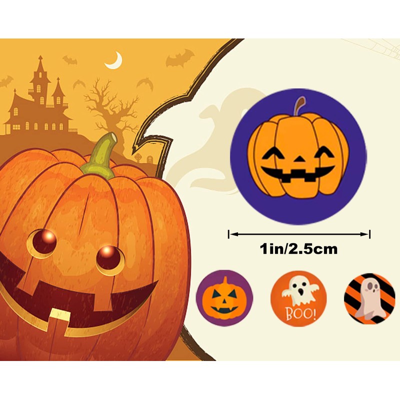 1000Pcs Halloween Stickers, 2Rolls 1Inch Halloween Art Crafts Stickers Bat