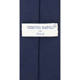 Vesuvio Napoli PreTied - Corbata para hombre de color sólido con cremallera ajustable para el cuello, Azul marino, 3"
