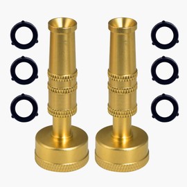 VANCOCO Heavy Duty Brass Adjustable Twist Hose Nozzle, 3/4" GHT Jet Nozzle High Pressure Garden Water Hose for Hose Outdoor Garden,Car Wash(2 Set）