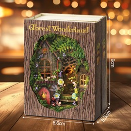 Cuteefun DIY Miniature House Kits, Tiny House Kit for Adults to Building, Wooden Dollhouse with LED, Unique Gift for Birthday Christmas' Day (Forest Wonderland)