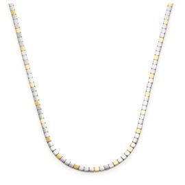 Leonardo Piera 021464 Stainless Steel Necklace, Medium Length Bicolour Pearl Necklace, Cube Stainless Steel Beads, Women's Jewellery, 1 Piece, Stainless Steel, No Gemstone
