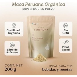 SEREMONY - Maca Peruana Orgánica en Polvo 200g - 100 Natural - Raíz Adaptógena - Sin Azúcar, Sin Ingredientes Artificiales - Superfoods