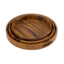 Kalmar Home LLC Set of 3 Round Serving Trays - Solid Bottom