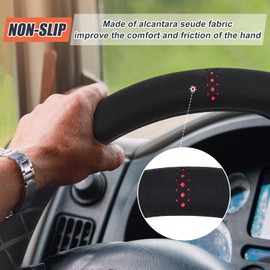 ZATOOTO Truck Steering Wheel Cover, 44-46 cm, Suede Steering Wheel Cover, Steering Wheel Protection, 12 Clock Marking, Steering Wheel Protector, Soft Touch, Non-Slip, Sport, Black