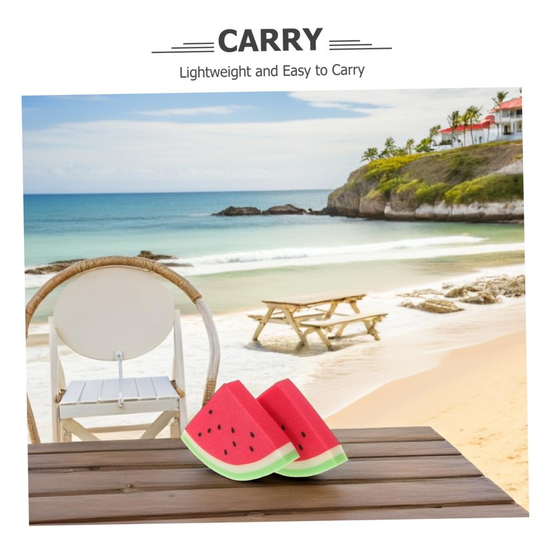 Baluue 4pcs Watermelon Shape Sand Remover Brush Lightweight Sponge Beach