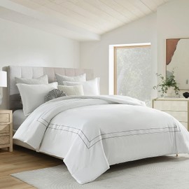 Bedduvit 100% Cotton Duvet Cover Queen - White Queen Duvet Cover Set, Ultra Comfortable Duvet Cover Queen Size, Classic Minimalist Modern Solid Duvet Cover, Bedding Comforter Cover Set(90"x90")