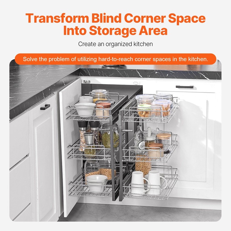 15\" Min Opening Blind Corner Pull Organizer 3 Tier 6