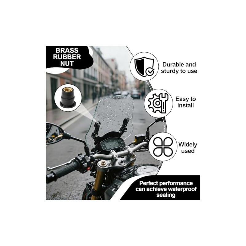 10pcs Wellnut Windshield M6 Motorcycle Windshield Mount M6 Rubber Nuts