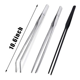 CRITTZOO 3Pcs Reptile Metal Feeding Tongs, Snake Tank Long Tweezers Fit Bearded Dragon Tarantula Spider Gecko Lizard Frog Turtle Ball Python Aquarium Terrarium