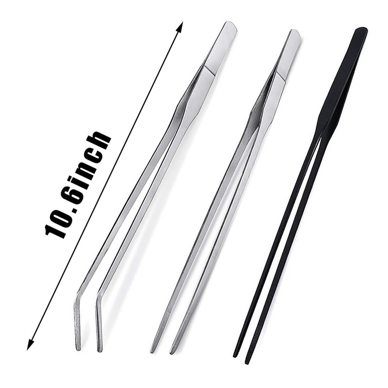 CRITTZOO 3Pcs Reptile Metal Feeding Tongs, Snake Tank Long Tweezers