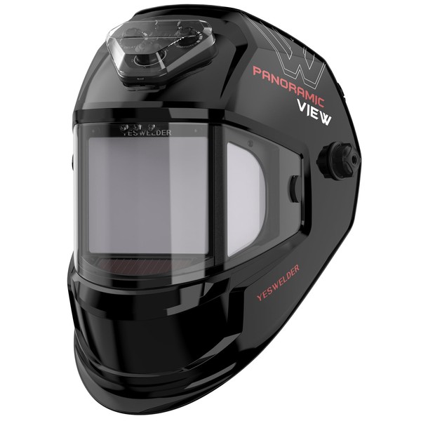 YESWELDER Panoramic View Auto Darkening Welding Helmet, Large Viewing True Color 6 Arc Sensor Welder Mask,LED Lighting & Type-C Charging