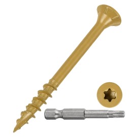 METALLIXITY Deck Screws (#8x2") 200Pcs, Carbon Steel Wood Screw Decking Screws with T25 Torx Drive Head - for Wood Fence, Table, Tan