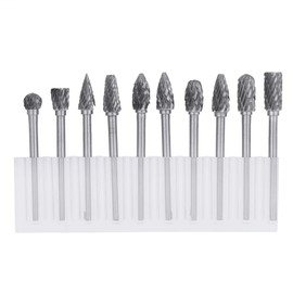 a 10-Piece Carbide Burr Set, Rotary Tool Drill Bit Of Tungsten Steel Carbide Burr, Used for Wood Carving Grinder Drilling, Soft Metal Polishing, Carving