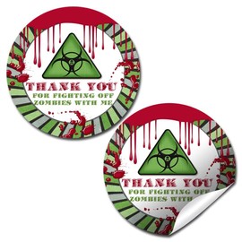 Zombie Birthday Party Thank You Sticker Labels, 40 2" Party Circle Stickers by AmandaCreation, Great for Party Favors, Envelope Seals & Goodie Bags