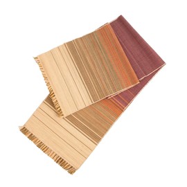 KAZI Essentials Boho Woven Table Runner, Decorative Christmas Raffia Runner with Fringe, Eco-Friendly Handmade by African Artisans (90" Long, Red Ombre)