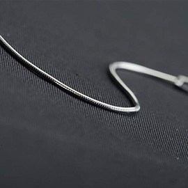 BQfife 925 Sterling Silver 1MM Snake Chain Pendant Adjustable Necklace,Flattened Flexible Italian Snake Chain Necklace 16-30 Hypoallergenic Gift For Women (16IN)