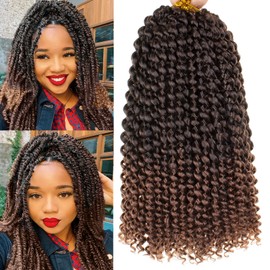 Leeven 12 Inch Ombre Color Water Wave Crochet Twist Hair for Butterfly Faux Locs 2 Packs Short Passion Twist Crochet Hair For Black Women Synthetic Bohemian Braiding Hair Extension T30#