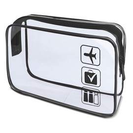 White Ze Clear Toilet Bag, Travel Makeup Cosmetic Bag for Women Men, PVC Toiletries Cosmetic Bag, black