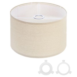 PATIKIL Drum Lamp Shades for Table Lamps 12"x12"x8" Linen Lampshade Easy Assembly Lamp Shade with E27 to E26/E14 Adapters for Floor Lamps Bedside Lamps Pendant Lights, Cream (1.65" Spider)