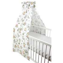 TupTam Baby Cot Canopy with Crown and Bow, Safari/Lion/Brown/Leaves/Green, ca. 160x240 cm