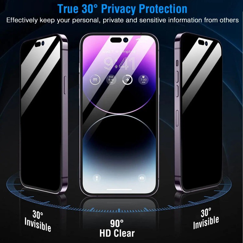 2Pcs Full Coverage Tempered Glass Screen Protectors Privacy Film for