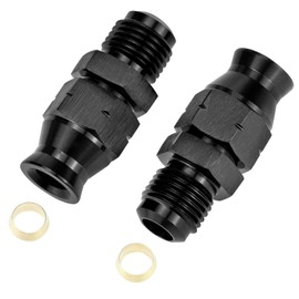QWORK 6AN Male to 5/16" Hardline Compression Fitting Adapter, Black, Pack of 2, Aluminum Alloy, Black, Fits to 5/16" OD hardline