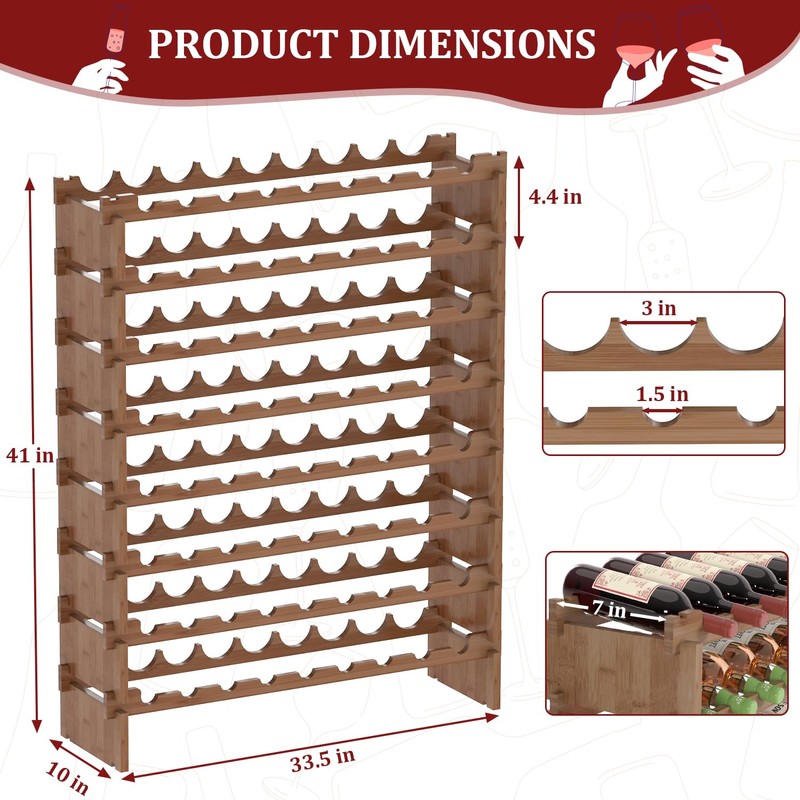 Domax Wine Rack Freestanding Floor - 72 Wine Bottle Holder