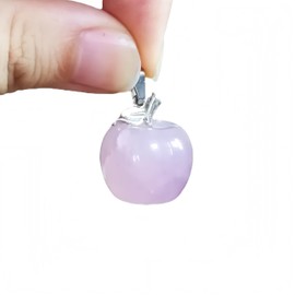 Sunshcat Natural Rose Quartz Apple Crystal and Healing Indoor Decorative Stone,Christmas Decorations Thanksgiving Gifts,for DIY Jewelry Making,with Silvery Chain