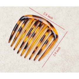 Ruwado 2 Pcs 9 Teeth Hair Side Comb 7.5 x 7.3 cm Vintage Plastic Twist Decorative French Clips Combs for Women Bridal Wedding Long Thick Thin Curly Hair Decoration (Light Coffee)