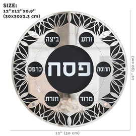 Seder Plates for Passover, Modern Pesach Sedar Plexiglass Passover Seder Plate Set in a White Gift Box with Clear Lid, 2 Designs 3 Colors Judaica Gifts by Jewish Artisan Reusable & Easy to Clean