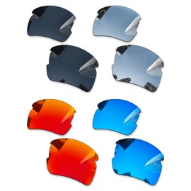 Combine8 4 Pairs Ploarized Replacement Lenses for Oakley Flak 2.0 XL OO9188 Sunglasses - Black + Silver Titanium + Ice Blue + Fire Red