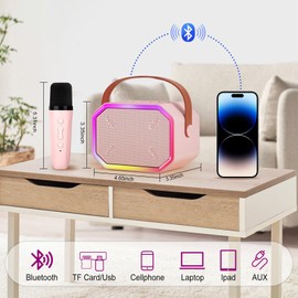 TI-TOO Karaoke Machine for Kids, Portable Bluetooth Karaoke Machine with 2 Microphones for Kids Adults Toddler. Christmas Toys for 3 4 5 6 7 8 9 10 11 12 Year Old Birthday Gift.(PINK)