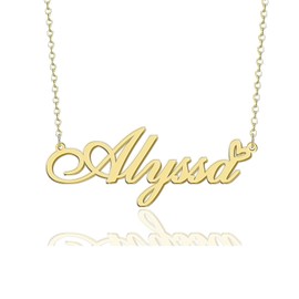 GR859C Alyssa Name Necklace Gold Plated Stainless Steel Pendant Necklace for Women Customized Nameplte Jewelry Gift for Christmas