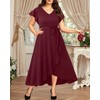 Talisea Burgundy Plus Size Wedding Guest Dress Ruffle High Low
