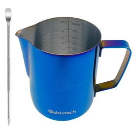 Milk Frothing Pitcher 20oz Cup - Stainless Steel Milk Frother Pitcher Espresso Accessories Latte Art Coffee Steam Pitcher 20 Oz Blue 600ml