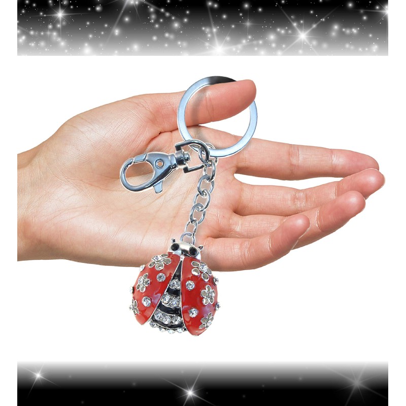 Puzzled Ladybug Sparkling Charm Elegant Keychain
