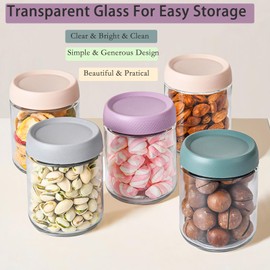 Wrqqwsy 16 Oz Overnight Oats Containers with Lids - 4 Pack Glass Storage Jars with Airtight Lids Wide Mouth Mason Food Jars Great for Meal Prep Salad Chia Pudding Snacks Yogurt Sugar Spice Cereal