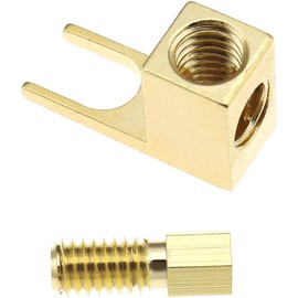 Greluma 4 x Speaker Cable Connector, Hi-End Banana to Flat Plug Adapter Plug, Speaker Cable Wire, Right Angle Spade Fork and Pole Clamp, Gold-Plated