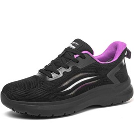 Non-Slip Shoes for Women in Food Service - Lightweight, Comfortable, Suitable for Restaurant and Crew Work Black Purple