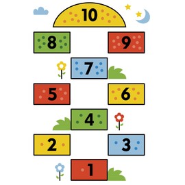 Colorful Hopscotch Numbers Wall Decal for Kids Cartoon Floor Wall Stickers PVC Jumping Game Mat for Indoor Outdoor Non-Slip Playroom Nursery Classroom Decor Peel and Stick