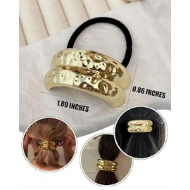Metal Hair Tie Ponytail Hair Cuff, Women's Glossy Double Arch Ponytail Hair Tie, Fashion Ellipse Elastic Hair Band, Geometric Hollow Gold Head Wear, Retro Temperament Headband