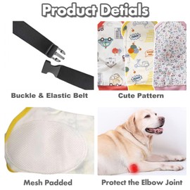 HDKUW Dog Elbow Protector & Recovery Suit - Cone Collar Alternative, Elbow Cover Sleeve for Small to Large Dogs - Floral L