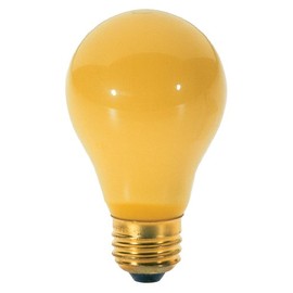 Satco S3939 130-Volt 100-Watt A19 Bug Light Medium Base Light Bulb, Yellow, 2-Pack