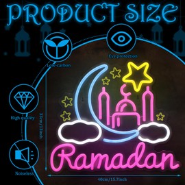 Baquler Moon Castle Neon Sign Ramadan Festival Lighted Window Decorations LED Neon Signs for Wall Decor Neon Sign LED Light for Girls Kids Bedroom Wall Home