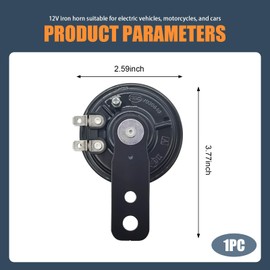 AWGUKA AWGUKA 1 PC Motorcycle Electric Horns, 12V 1.5A 105db Waterproof and Rustproof High-Pitched Round Speaker, Universal Motorcycle Electric Horn (Black)