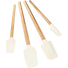 Silicone Spatula Set, Food Grade Rubber Spatula-4 Piece Nonstick Off-White Rubber Spatulas, Spoonula, Jar Scraper for Cooking, Baking, Mixing, Frosting - Heat Resistant Up to 600°F（Dishwasher Safe）