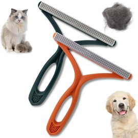 Pet Hair Remover, Portable Pet Plush Remover, Reusable Cat & Dog Epilator Remover, Pet Bed Blanket Carpet Scraper Tool for Furniture, Pet Bed Blankets, etc (Green+Orange)