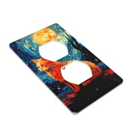 Galaxy Cat Oil Painting Single Duplex Outlet Light Switch Plate Cover Decor Wall Plate Decorative Outlet Cover For Home Bedroom Kitchen 4.5 * 2.76 Inches